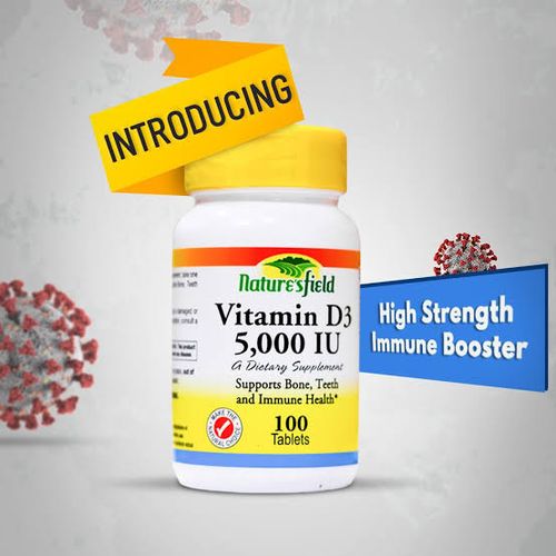 NATURES FIELD VIT D3 5000IU + K2 100MCG X 100