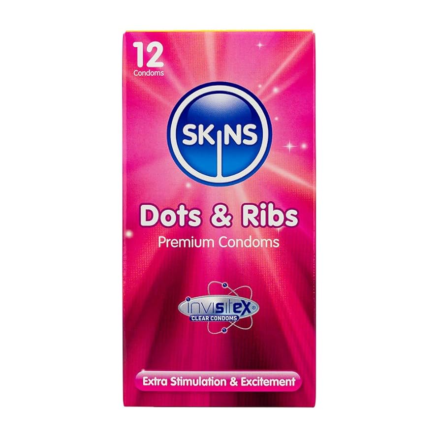 SKINS ASSORTED / DOTS AND RIBS CONDOMS X8