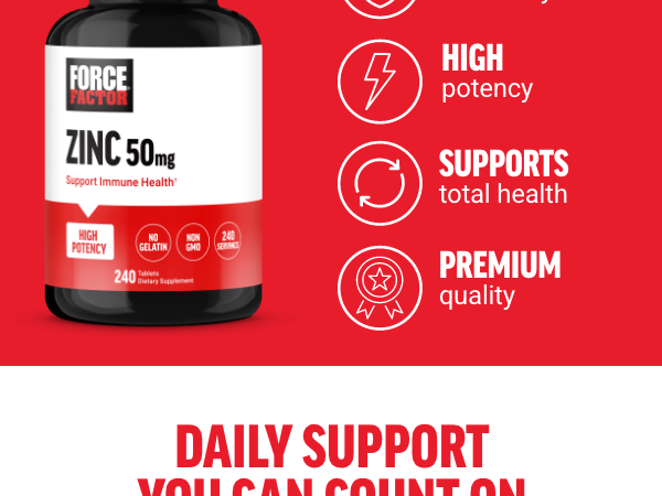FORCE FACTOR ZINC 50MG X240 TABLETS
