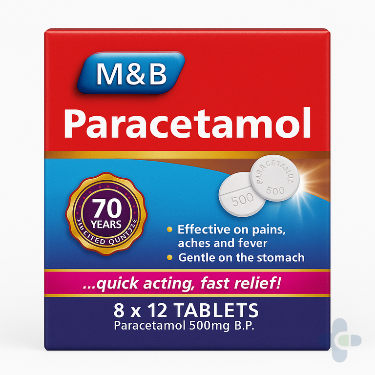M AND B PARACETAMOL TABS X12