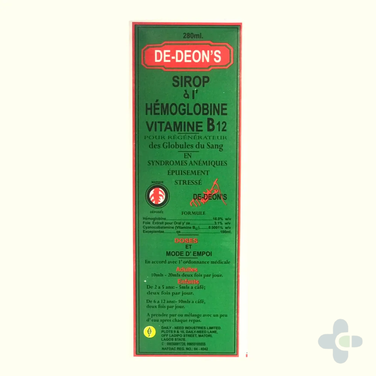 DE-DEONS SYRUP 280MLS