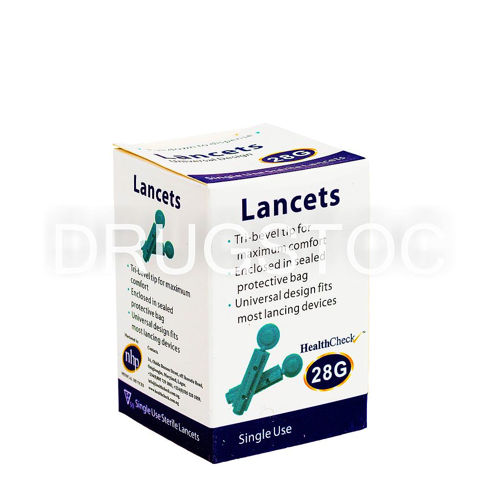 HEALTH CHECK LANCETS 28G X50