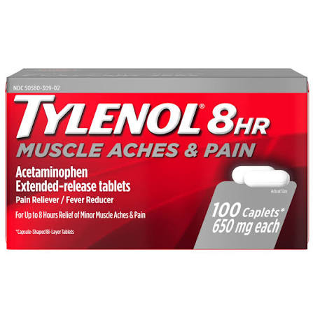 TYLENOL 8HR MUSCLE ACHES & PAIN X100 650MG