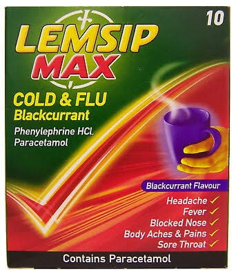 LEMSIP MAX COLD& FLU X10 BLACKCURRANT